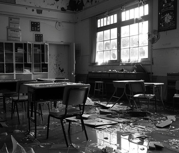 Water damaged classroom